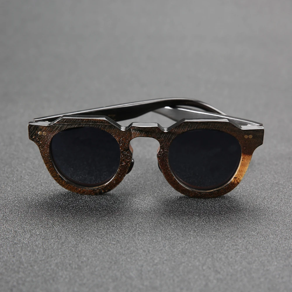 2024 classic trend retro gold two nail sunglasses natural horn custom handmade unisex glasses frame