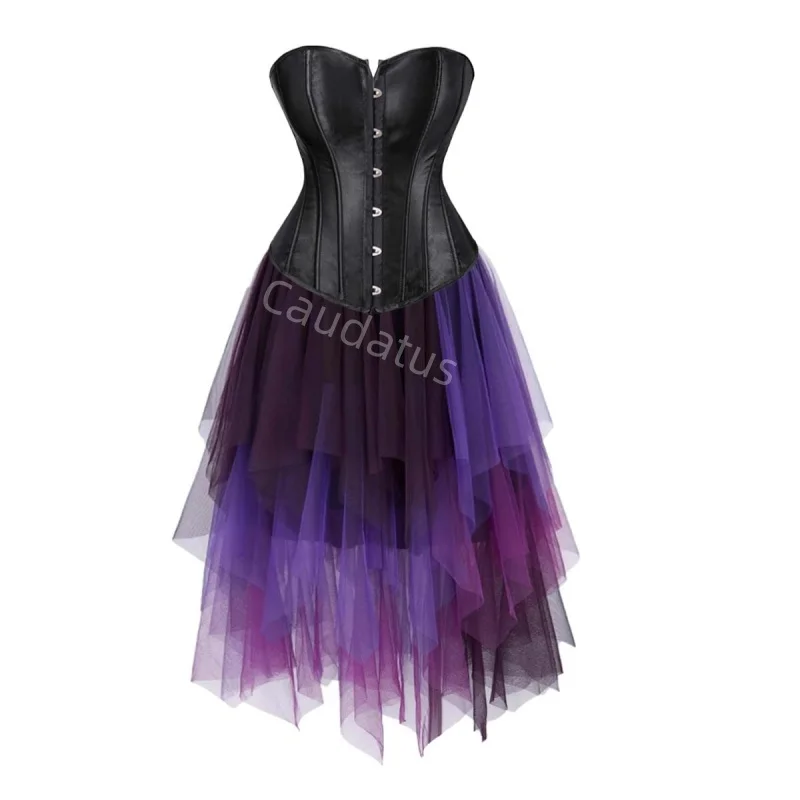 robe-corset-noire-ensemble-jupe-irreguliere-avec-bustier-a-lacets-simple-burlesque-couleur-unie-grande-taille-halloween