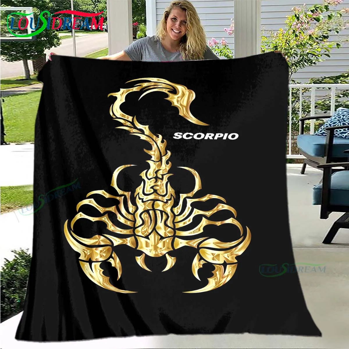 Hot Scorpion Pattern Blanket Flannel Thin Blanket Portable Home Travel Office Lunch Break Blanket Birthday Gift