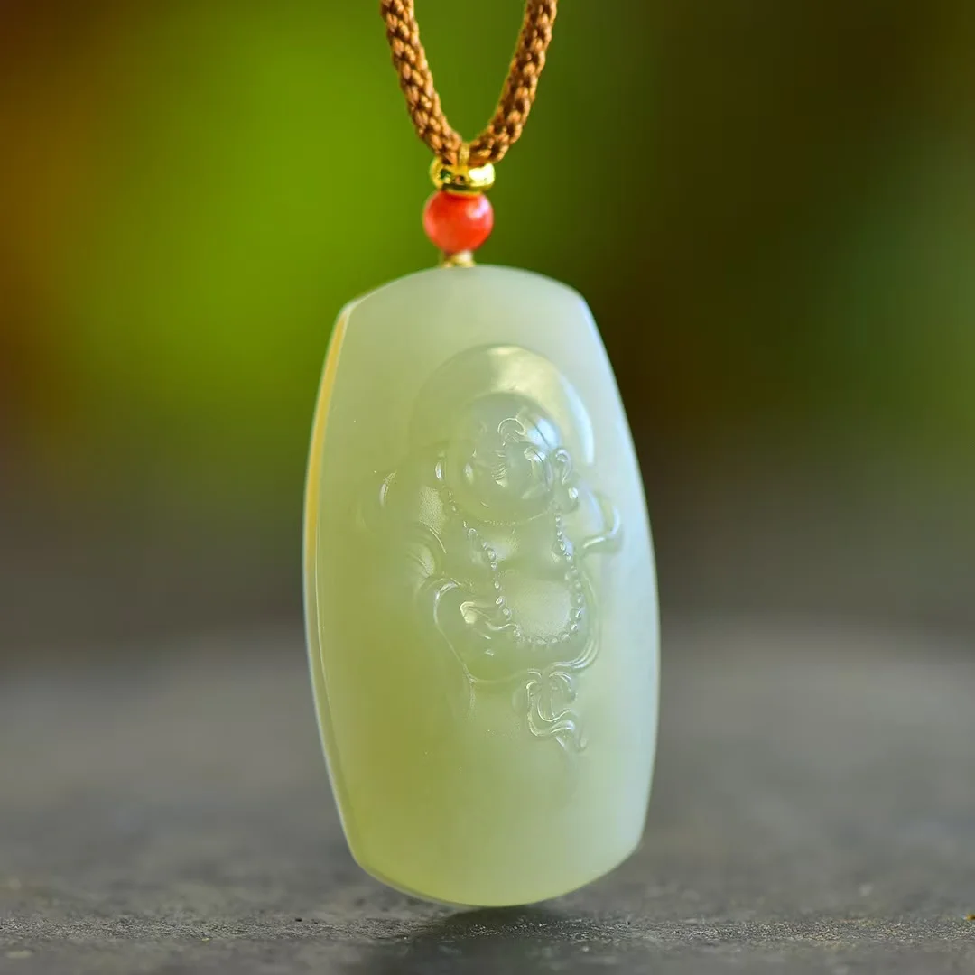 

Подвеска с Буддой Майтрейи, Hetian, нефрит, Цинхай, материал, ювелирные изделия для мужчин и женщин, подарок на день рождения