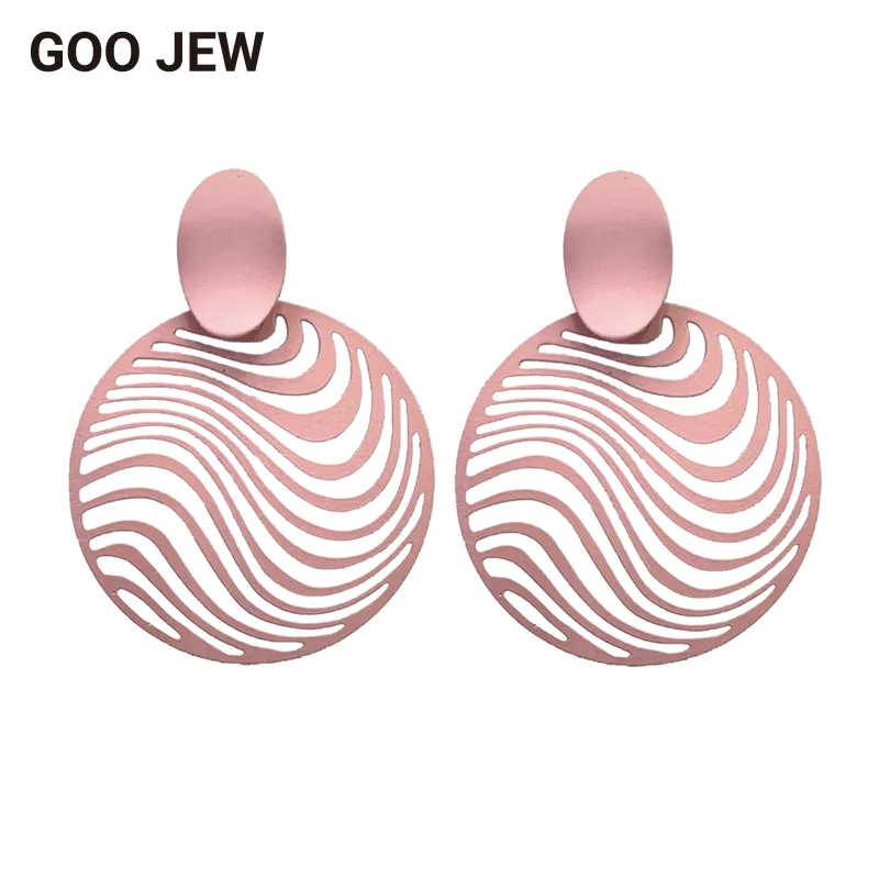 GOO JEW Elegante Runde Welligkeit Ohrringe Mode Design Bunte Ohrring für Frauen Täglichen Wearring