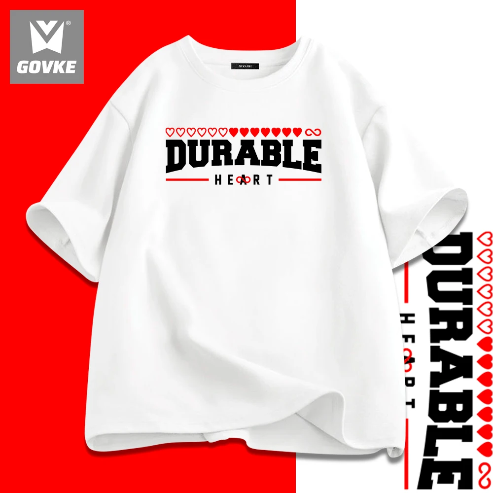 Durable Loving Heart Heart Word Printed T-Shirts Trendsetter Clothing 100%Pure Cotton Unique Design Fashion Loose T Shirts