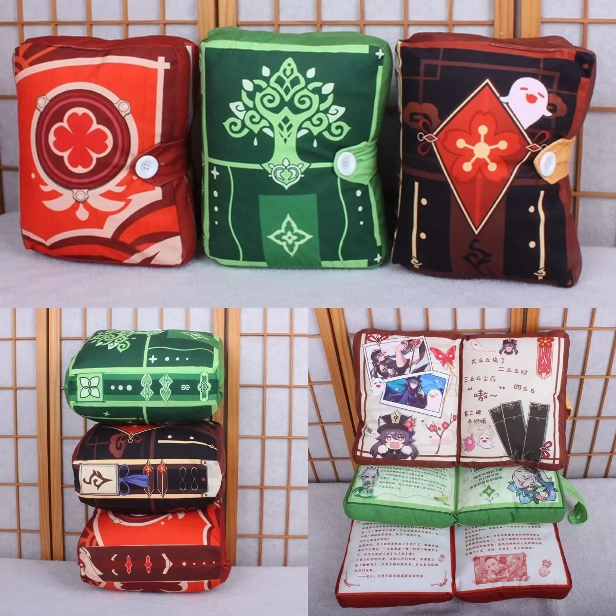 Genshin Impact Pillow Klee Peripheral Plushies Foldable Magic Book Pillow Dolls Cartoon Openable Cushion Stuffed Plush Toys