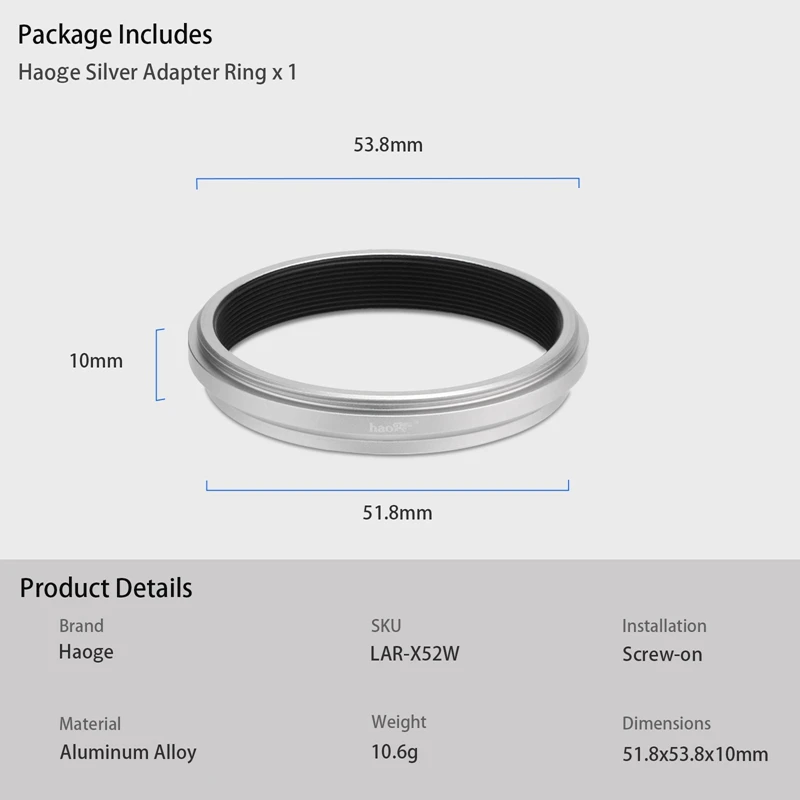 Fujifilm AR-X100 Adapterring Zilver