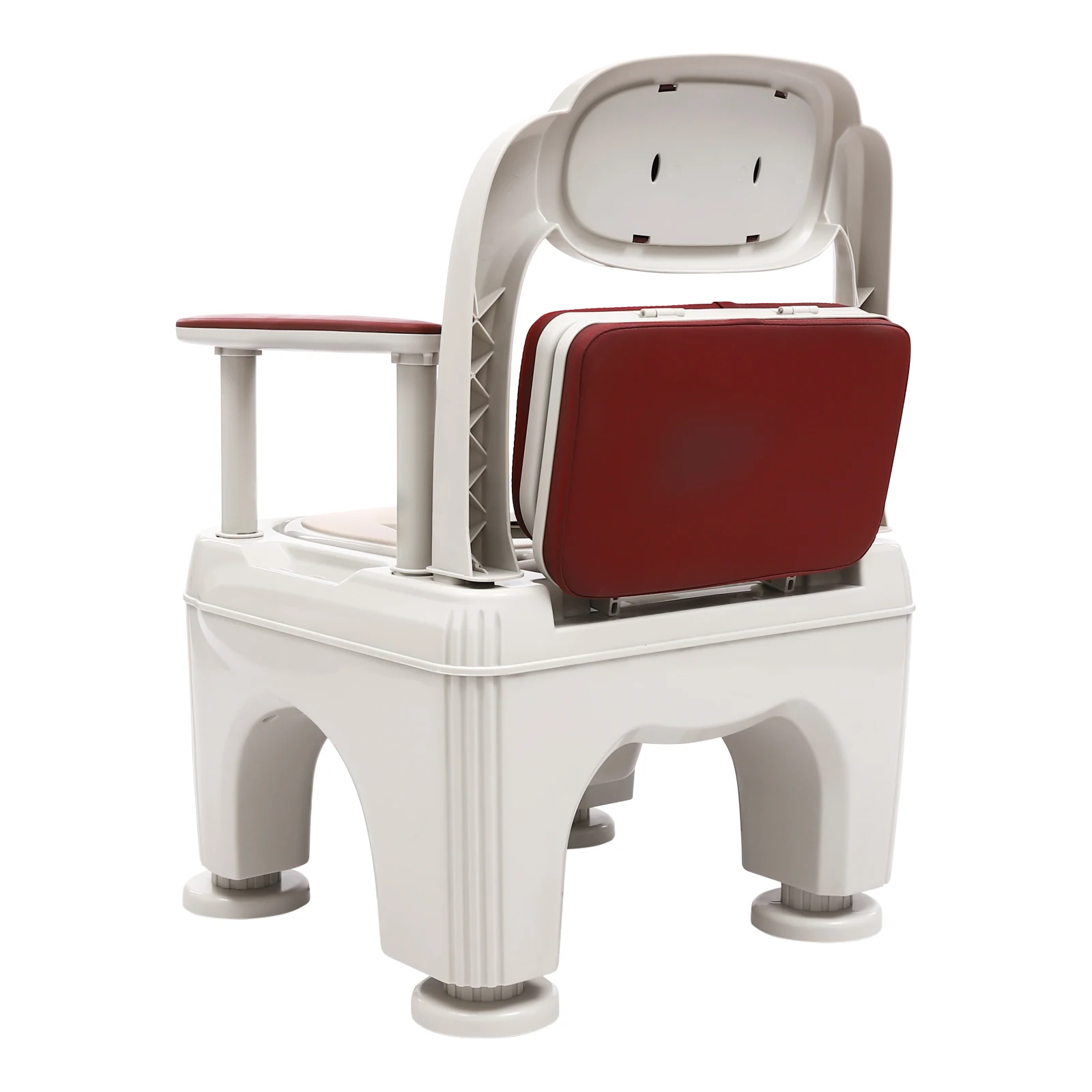 مرحاض محمول شديد التحمل للبالغين غير قابل للانزلاق يدعم 660 رطل مع دلو قابل للإزالة وحامل مناديل #4