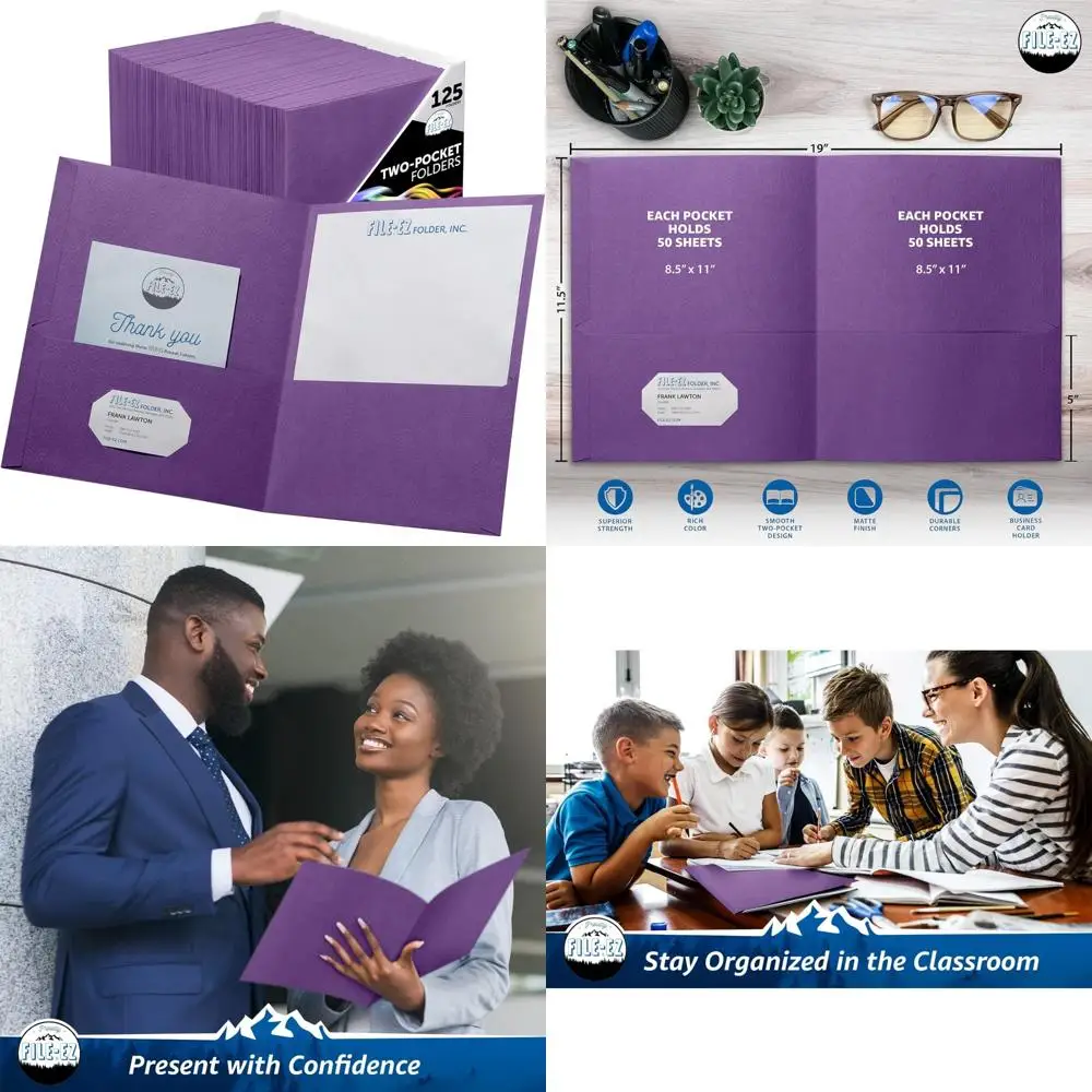 

Папки с двумя карманами из текстурированной бумаги фиолетового размера букв, упаковка 125 шт. (EZ32445)