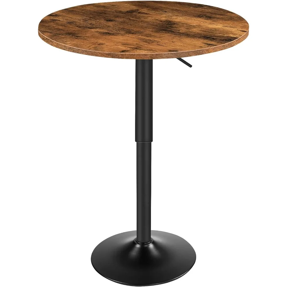 In hoogte verstelbare ronde pubtafel 27-35,4 inch, cocktailtafel met stevige voet, moderne stijl