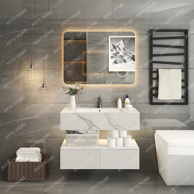 

Hh2cc Hotel double rock slab bathroom cabinet toilet washbasin cabinet combination
