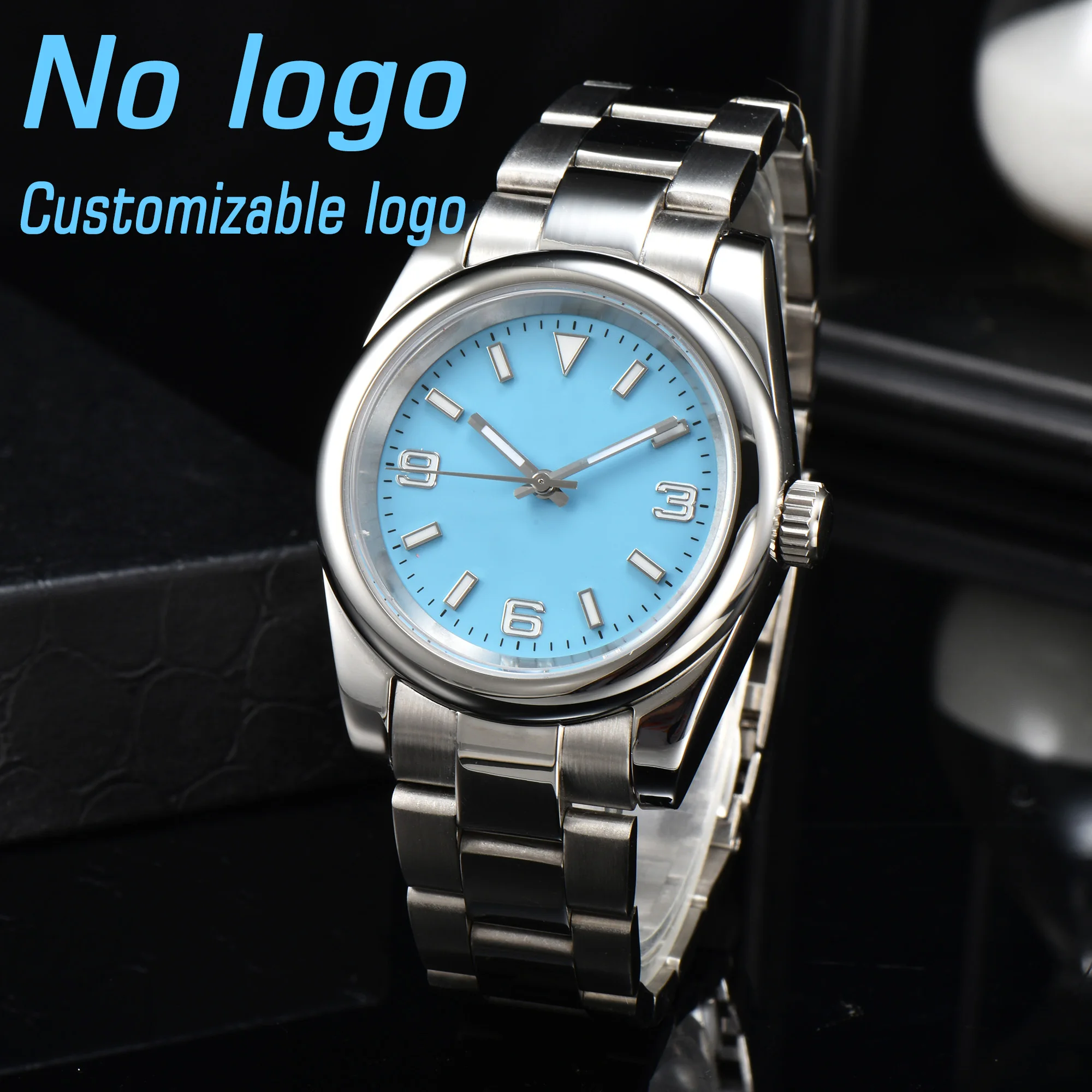 NH35 reloj mecánico automático para hombre, pulsera de cristal de zafiro, resistente al agua, verde, luminoso, logotipo personalizado, sin logotipo, 39mm