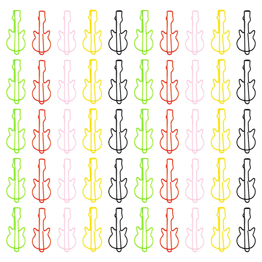 50 Pcs Guitar Paper Clip Office Gifts Decorative Binder Clips Bookend Music Page Holder