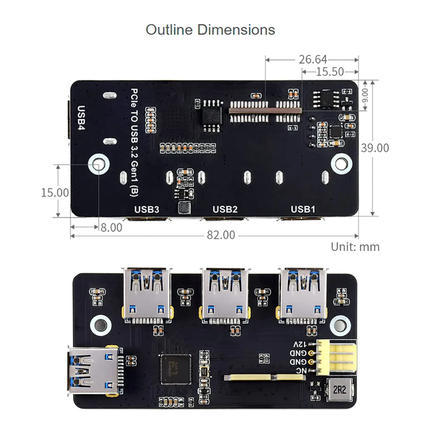 Imagem -02 - Pcie para Adaptador Usb Compatível com Cartão de Expansão Usb 4x io Board 3.2 Gen Raspberry pi Compute Module