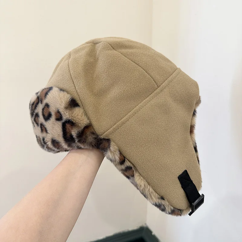 Bomber Hat Earflap Women Winter Autumn Leopard Warm Skiing Accessory For Sports Outdoors Holiday