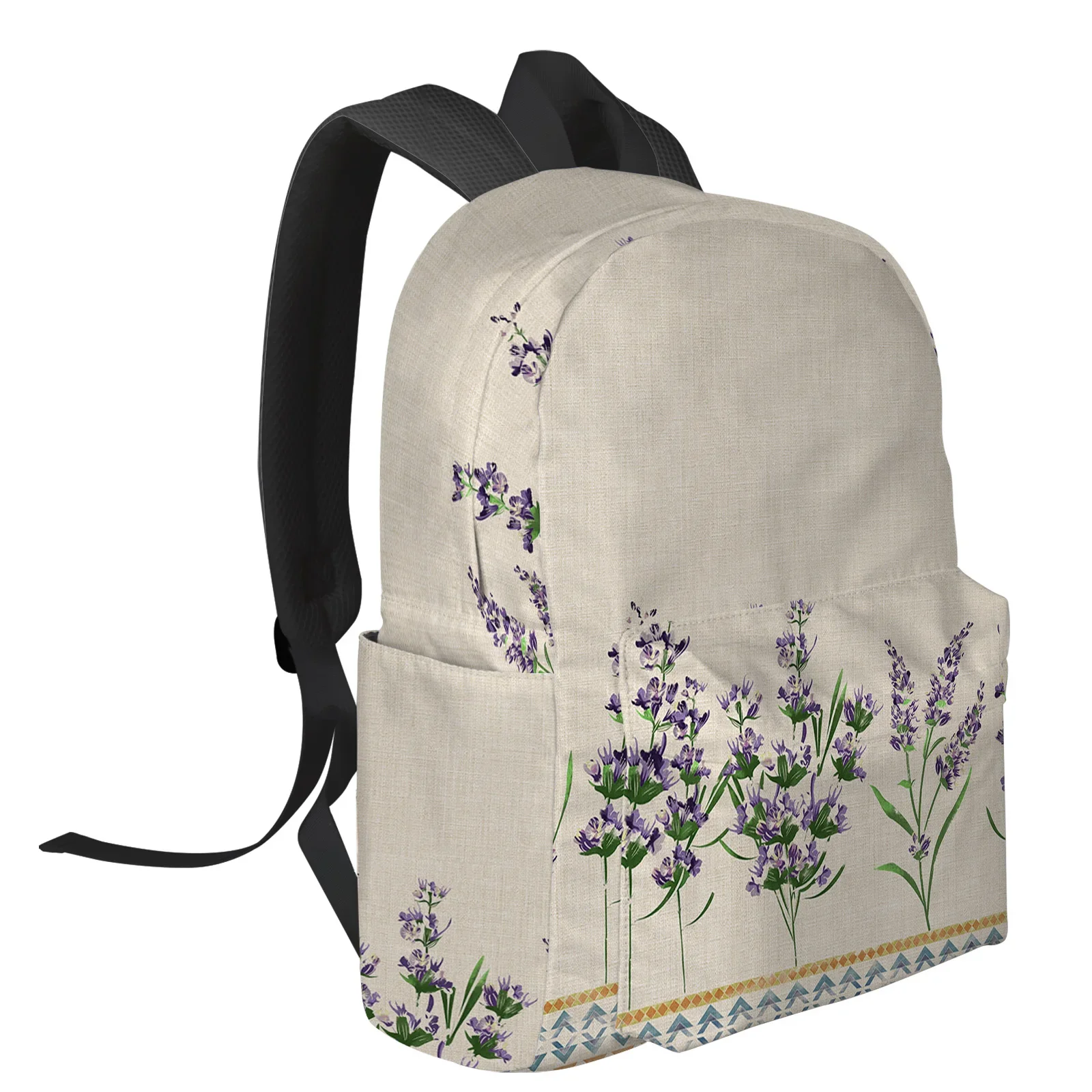 Imagem -02 - Flor Lavanda Boho Mochila Mochilas Escolares para Adolescente Mochila Masculina Bolsa de Ombro Laptop Mochila