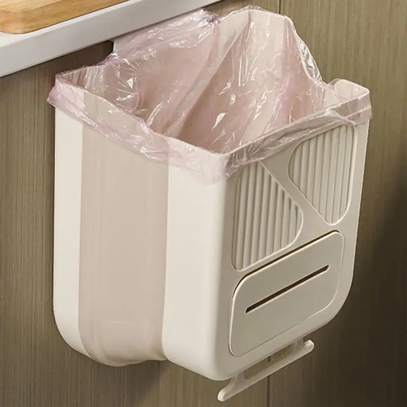 Hangings Kitchen Trash Can Foldable Trash Bin Waste Bin Compost Bin Waste Container For Offices Cupboard Camping Bedroom