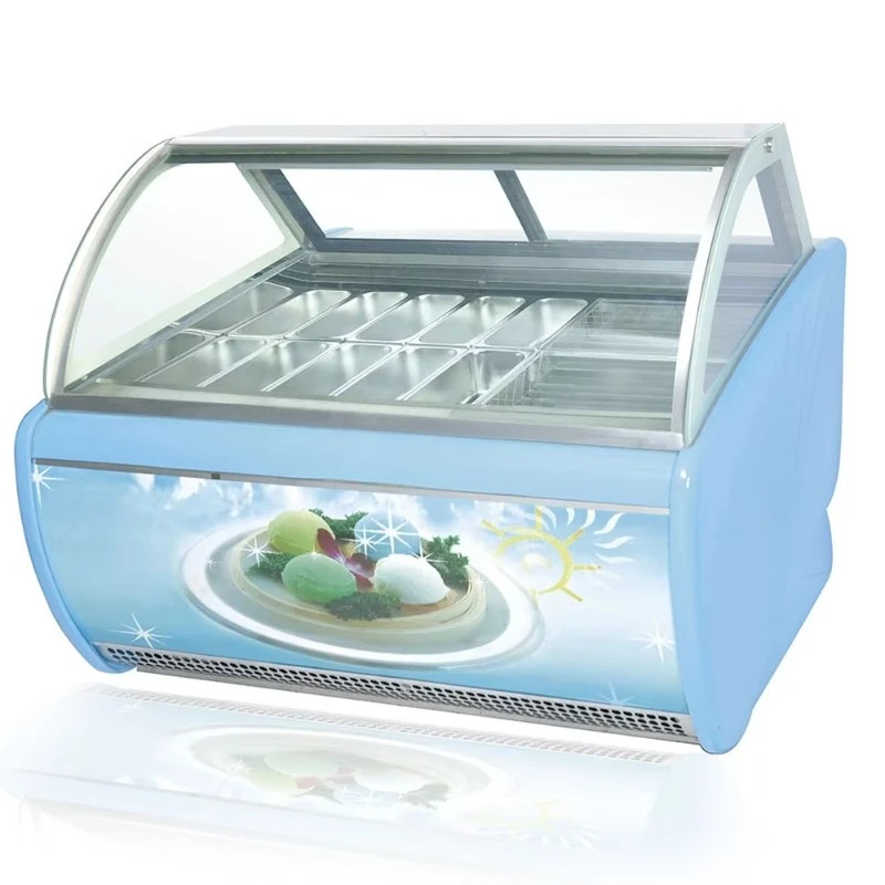 

Customized Glass Ice Cream Display Cabinet Gelato Popsicle Display Showcase Freezer