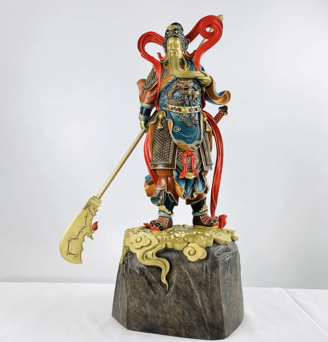 

2023 HOME Company BEST decoration God of wealth GUAN GONG bring wealth money Good luck COPPER carving Sculpture statue Discount