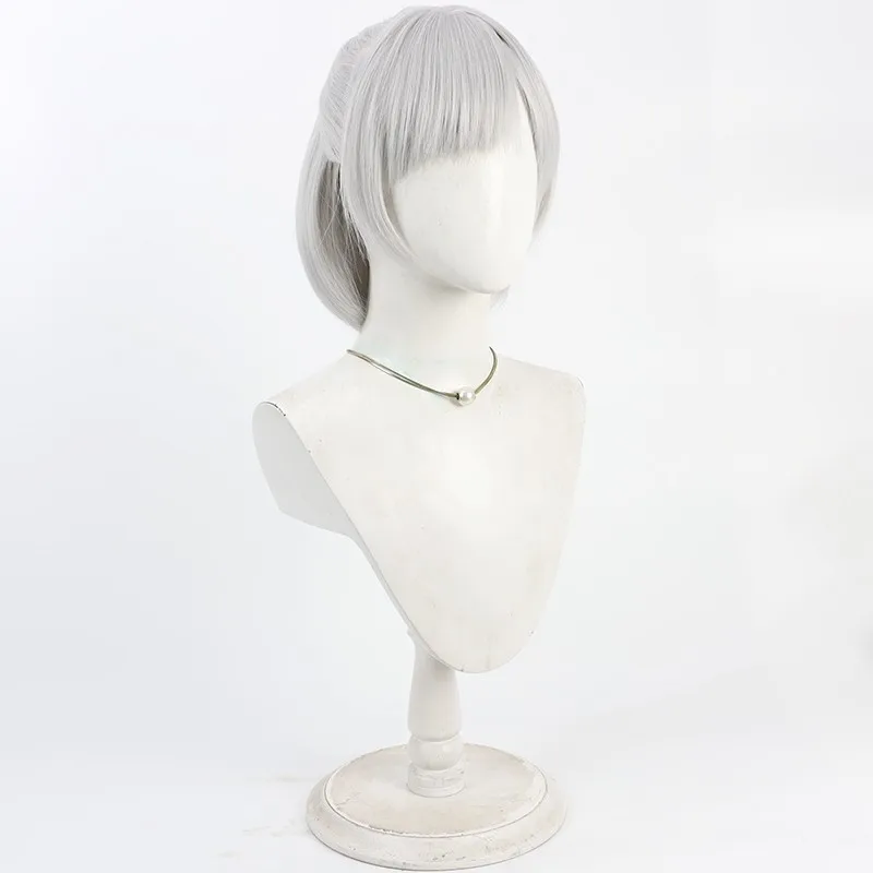 Ling Cage Bai Yuekui peruca cosplay prata branco estilo meio-up temporada 2 presente de Halloween