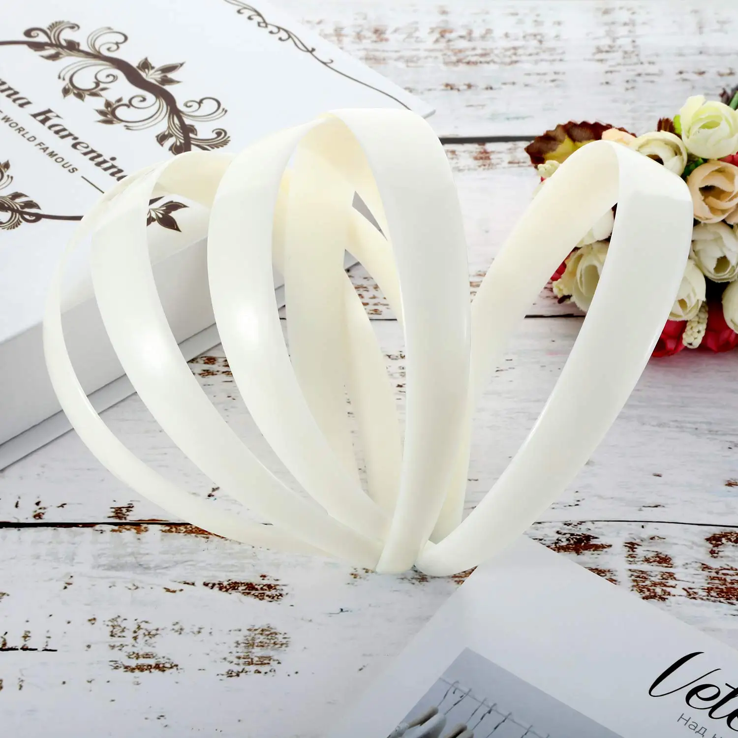 10pcs ABS Plain Headband Base 10-25 MM No Teeth Headbands White Plastic Head Hoop Bezel for DIY Girls Woman Hairwear Accessories