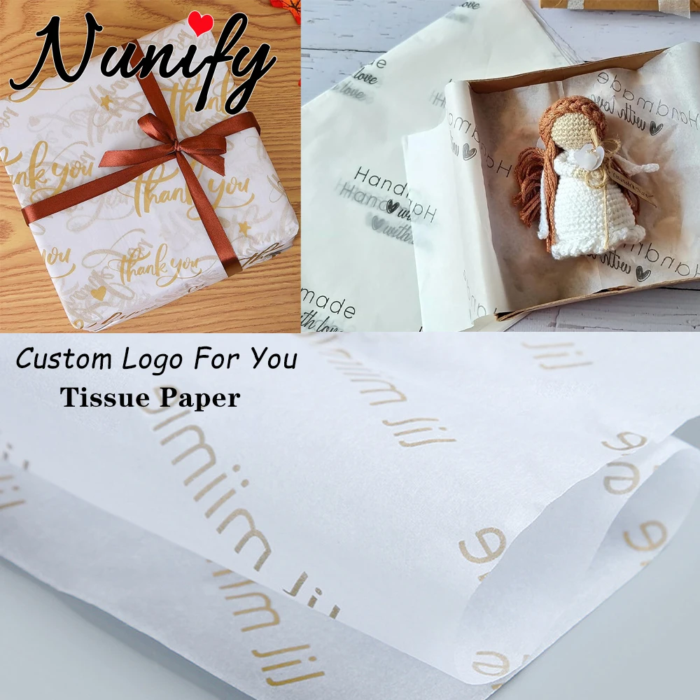 Nunify 10Pcs Translucent Tissue Paper For Packing Wig Custom Logo For Wig Packaging Paper 70*50Cm Smooth Thin Paper Copy Paper