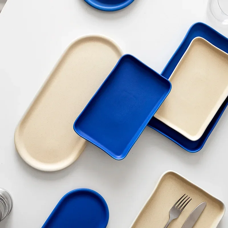 Klein Blue Ceramic Organizer Tray Creative Jewelry Plate Western Food Dessert Dish Nordic Multi-functional Bathroom Accessory