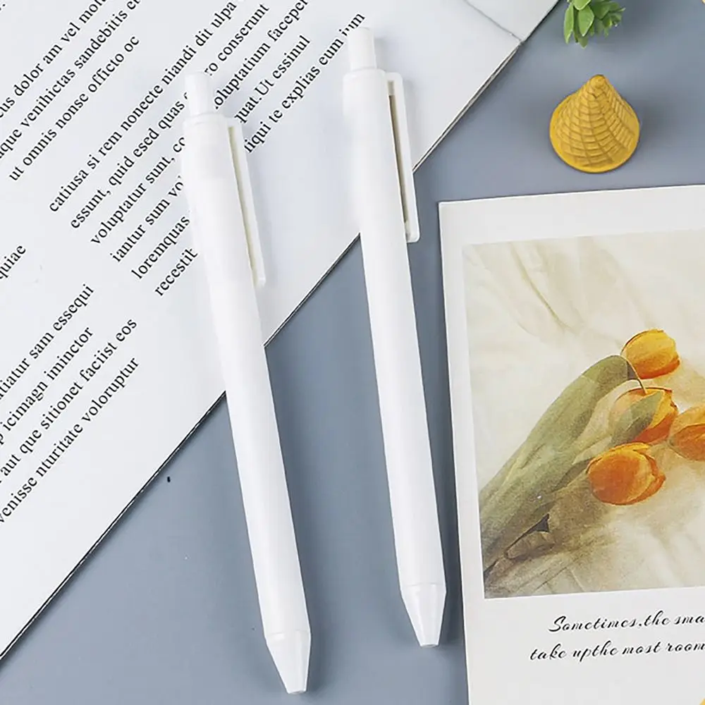 6pcs/box Pressed Ballpoint Pen Quick Drying Fine Point Gel Pen Writing Tool Black Ink Pen for Student Writing Stationery Supply