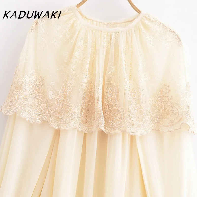 KADUWAKI Elegant Shirt for Women Fashion Spring New Cape Decoration Romantic Style Blouse Street Clothing Shirts Chic Ladies Top