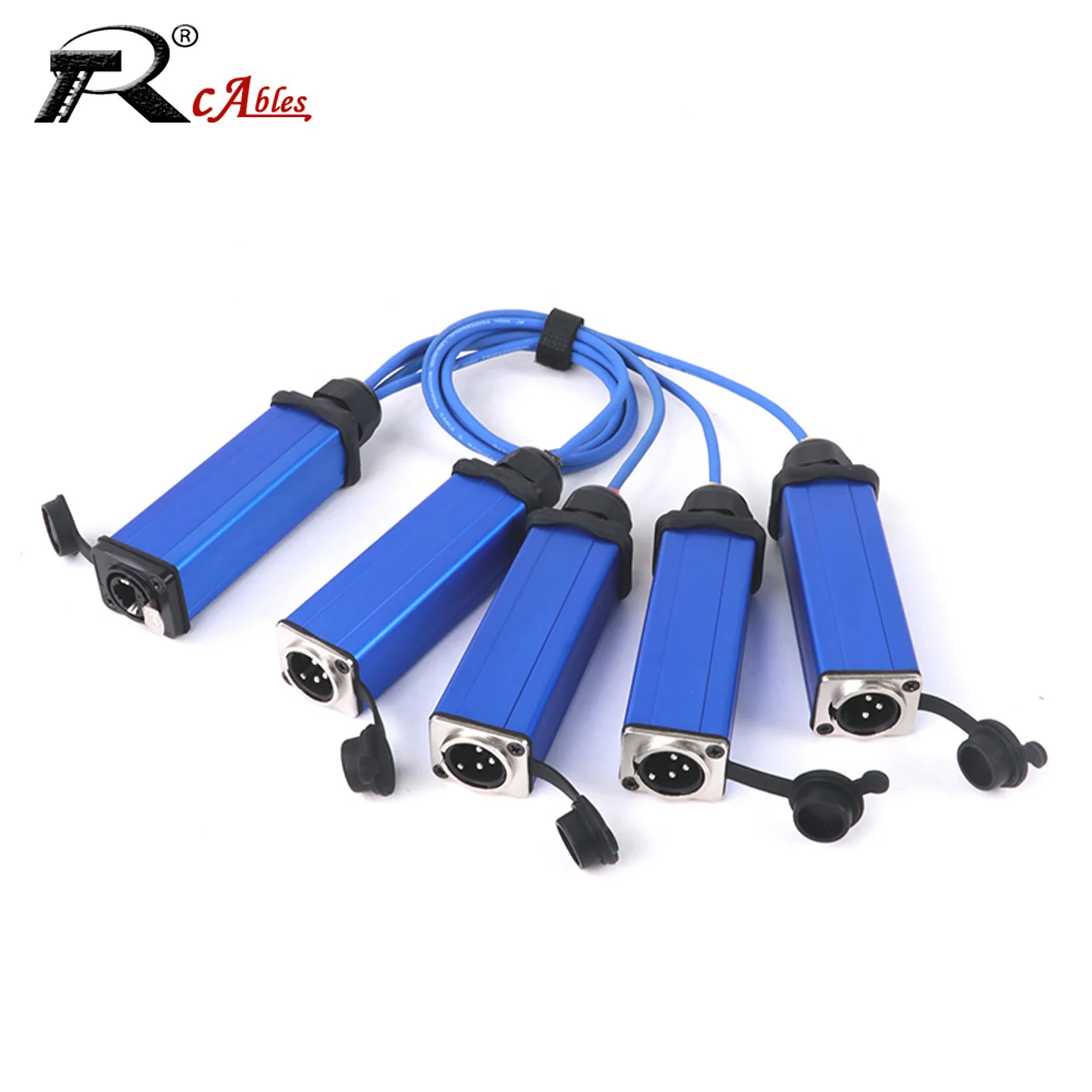 1PC 4 CH 3Pin XLR Male D-Type Panel Snake Multi Network Snake Receiver with Colorful Aluminum Shell to CAT6 STP Ethercon Cable