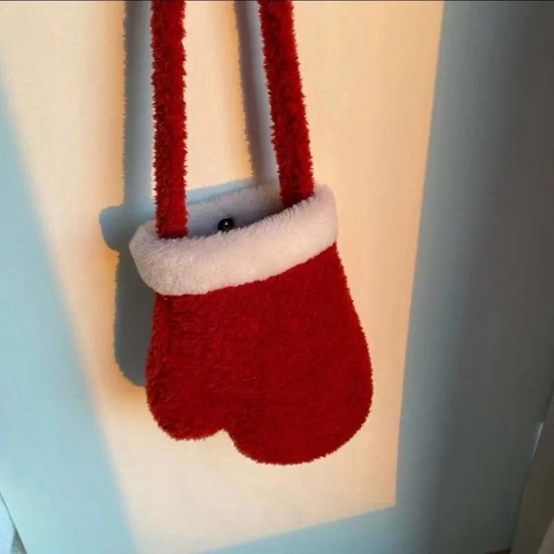 عيد الميلاد حقيبة حمراء تأثيري ريترو رقيق حقائب كروسبودي مضحك قفاز على ظهره عيد الميلاد السنة الجديدة اكسسوارات للنساء الرجال #2
