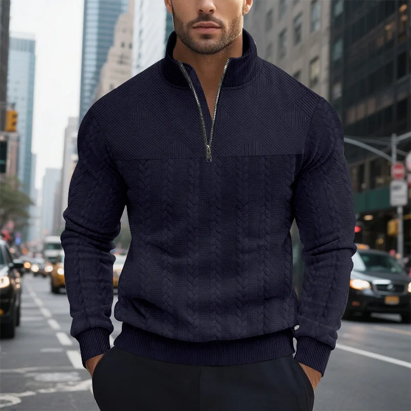 Mens Autumn Sweatshirt Zip Hoodie Sweatshirt Pullover Quarter Zip Sweatshirt Standing Collar Plain Sports Outdoor Casual Winter
