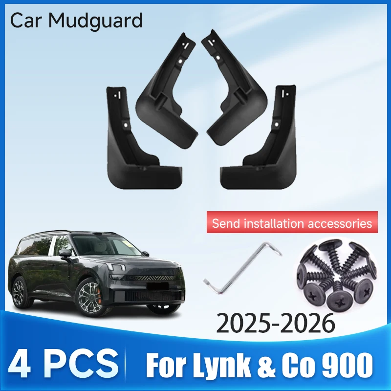 Mudflads For Lynk & Co 900 2025 2026 Mud Flaps Fenders Auto Mudguards Soft Rubber Dust-proof Body Kits Fender Cars Accessories