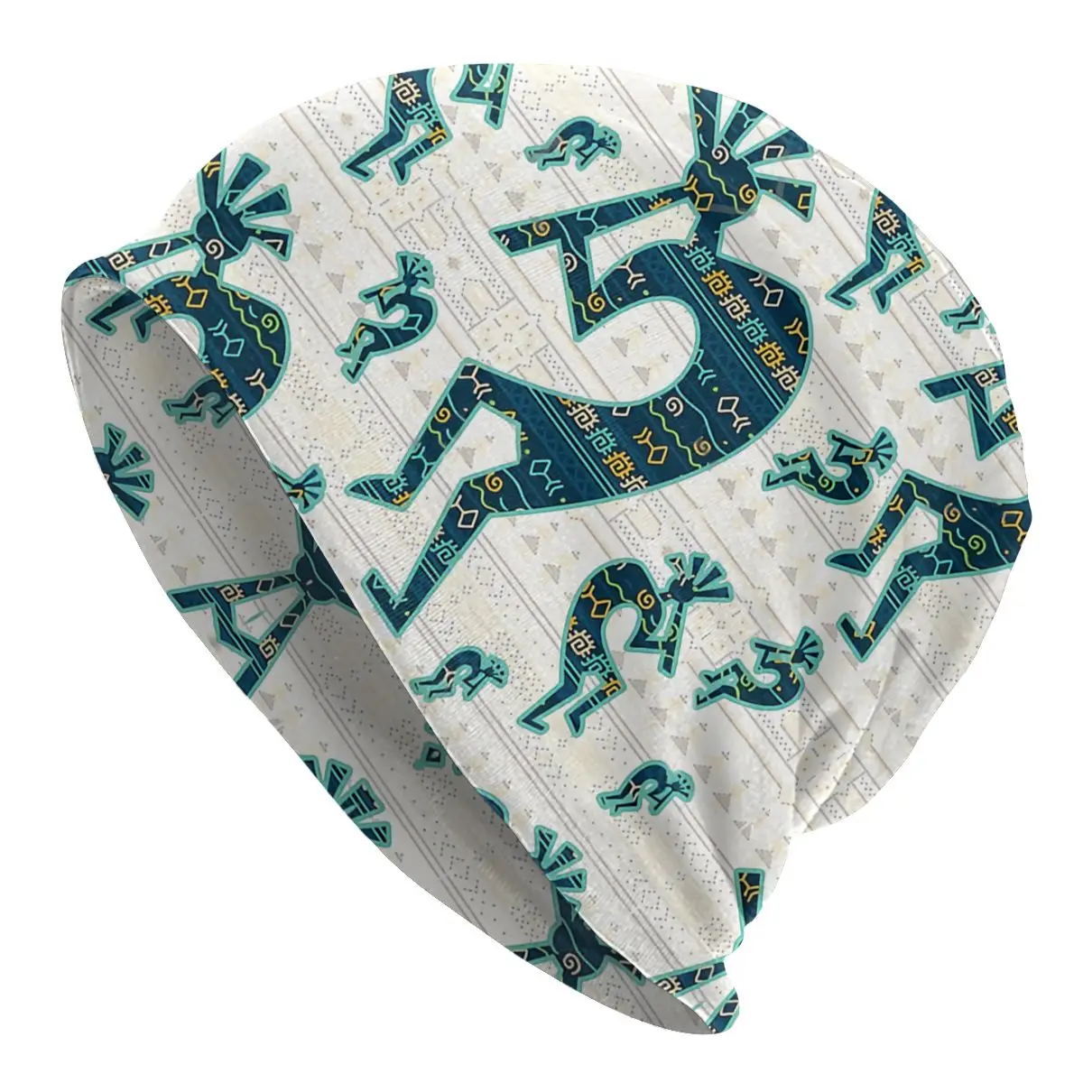 Kokopelli With Ethnic Pattern On Tribal Pattern Spring Autumn Soft Hats Bonnet Sport Pullover Breathable Fitness Turban Warm