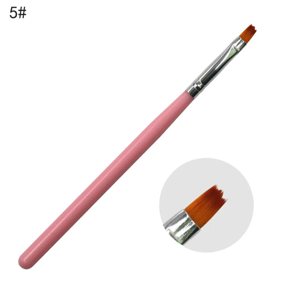 8개입 핑크 스템 네일 아트 펜 브러시 세트 전문가용 네일 페인팅 도구 매니큐어 DIY 디자인 경량 롱 핸들 키트