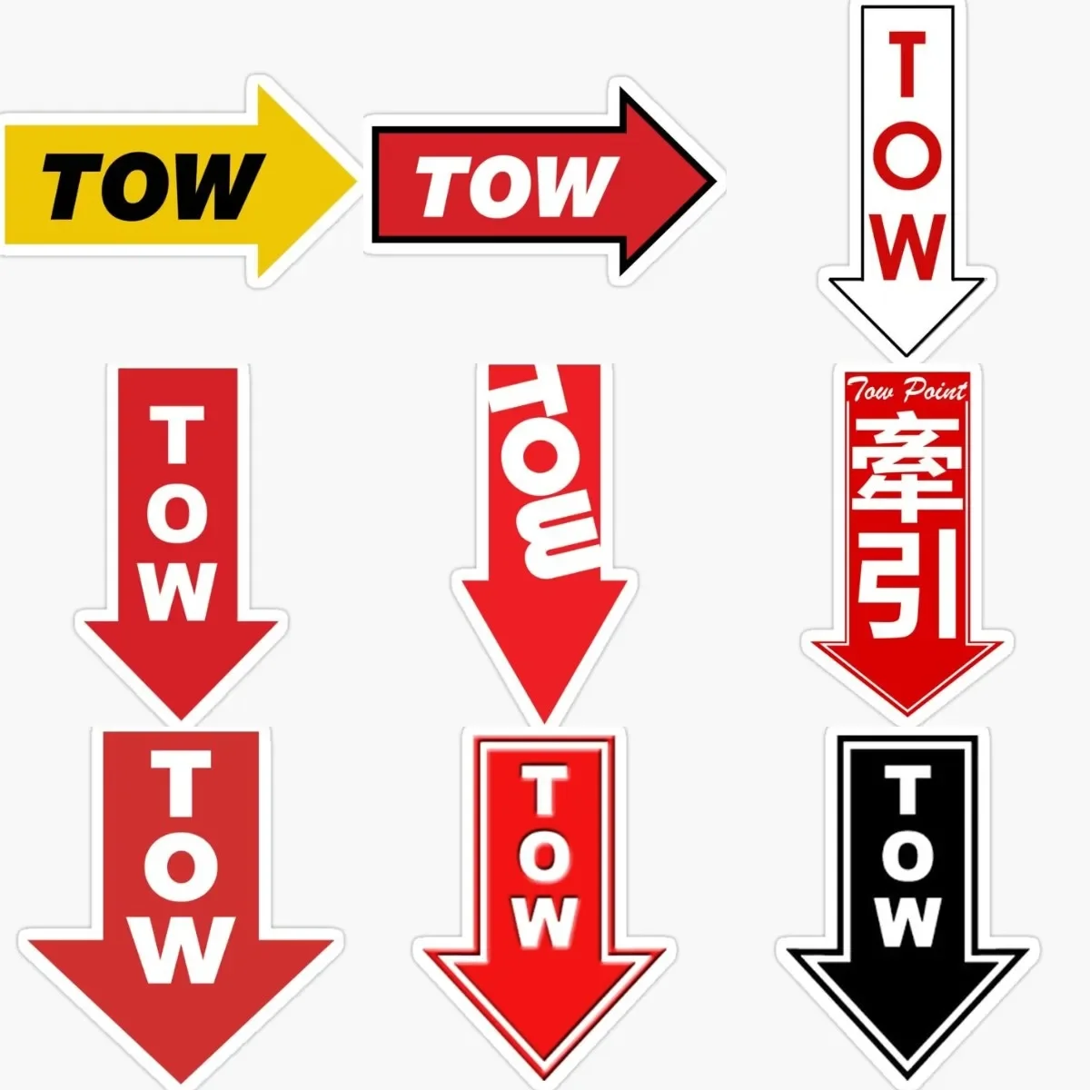 Red White Black Yellow Tow Arrow Stickers Wall Car Window Glass Motorcycle Vinyl Table PVC Off-road Decal Decorative Accessory