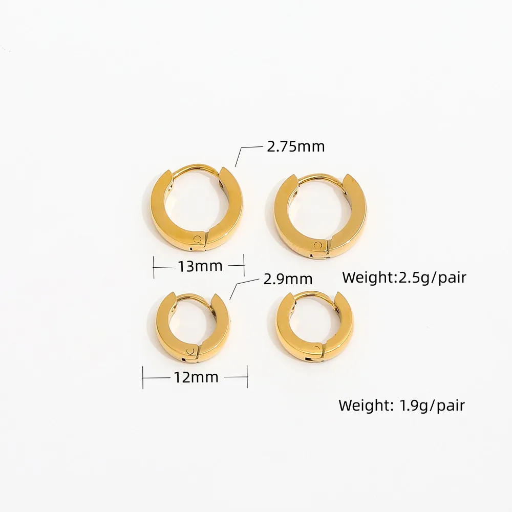 Waterproof & Tarnish Free Minimalist PVD Simple Small Hoop Earring Stainless Steel Jewelry