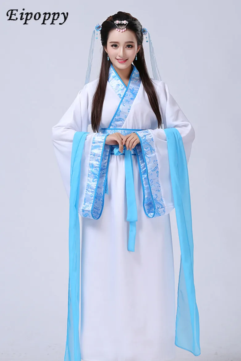 ชุดนางฟ้าแขนกว้างสง่างามเครื่องแต่งกายเต้นรำ Guzheng กระโปรง Hanfu nuwa