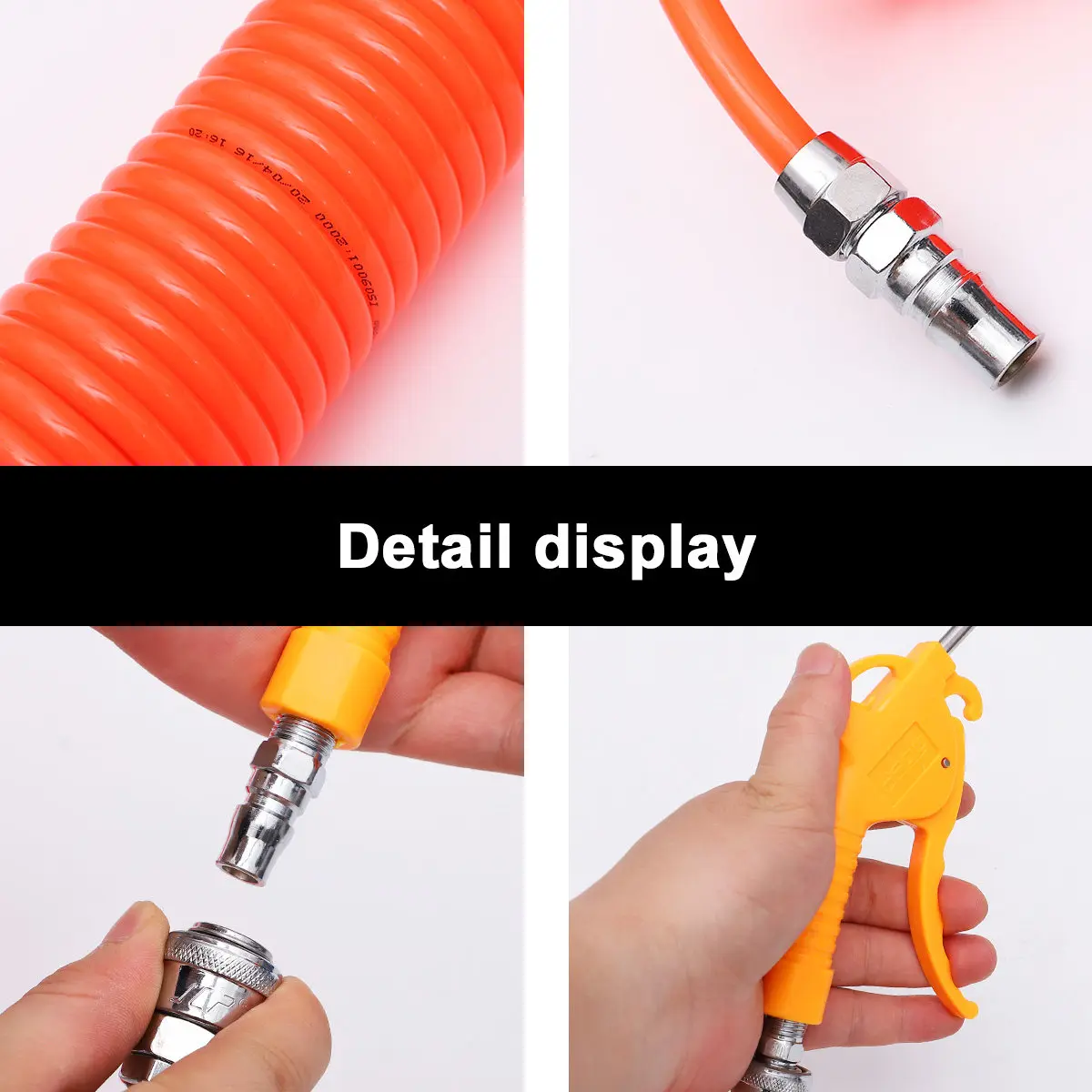 Professional PU Spring Hose Set 8x5mm 15M Pneumatic Spiral Tube with Type C Connector Air Duster Energy Saving Stable Hardness