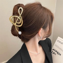 UILZ Music Note Design Hair Clip For Women With Metallic Temperament Hair Performance Clothing Jewelry Accessories