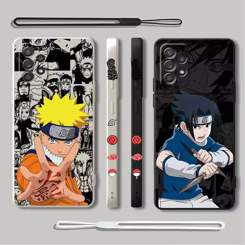 Case for Samsung Galaxy A52 A72 A34 A22 A12 A23 A42 A21s A53 A54 A33 A73 A24 A13 A32 A32 N-Narutos Sasukes Square Liquid Cover