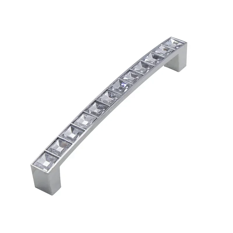 European Style Kitchen Drawer Cabinet Handles Inlaid with Crystal Simple Wardrobe Cupboard Handles for Furniture