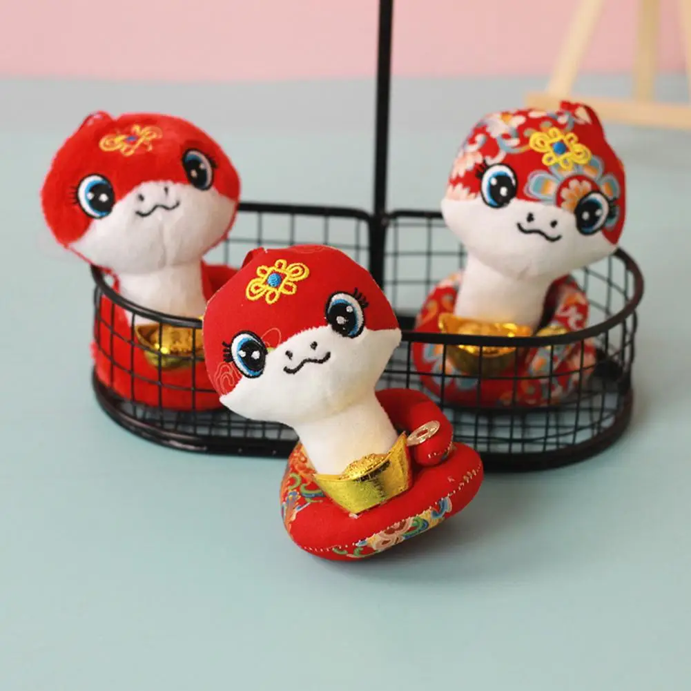 2025 Snake Year Mascot Plush Toy Doll Cute Floral Snake Ornament High-quality Plush Unique Lucky Pendant Home Decoration