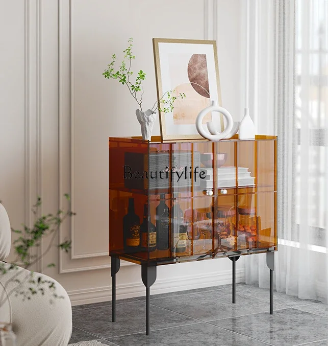 

Acrylic Sideboard Cabinet Light Luxury Modern Minimalist Entrance Cabinet Nordic Decoration Storage Glass Wine Cabinet