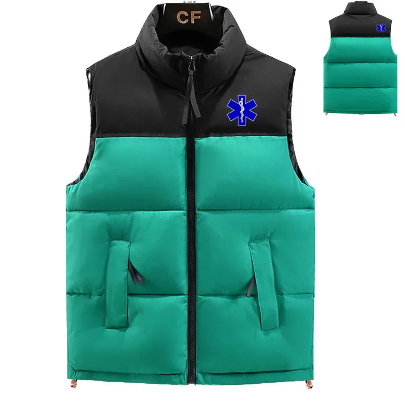 2023 men\'s cotton jacket EMT Emergency Ambulance print High-end classic men\'s down jacket Sleeveless design Down vest for men