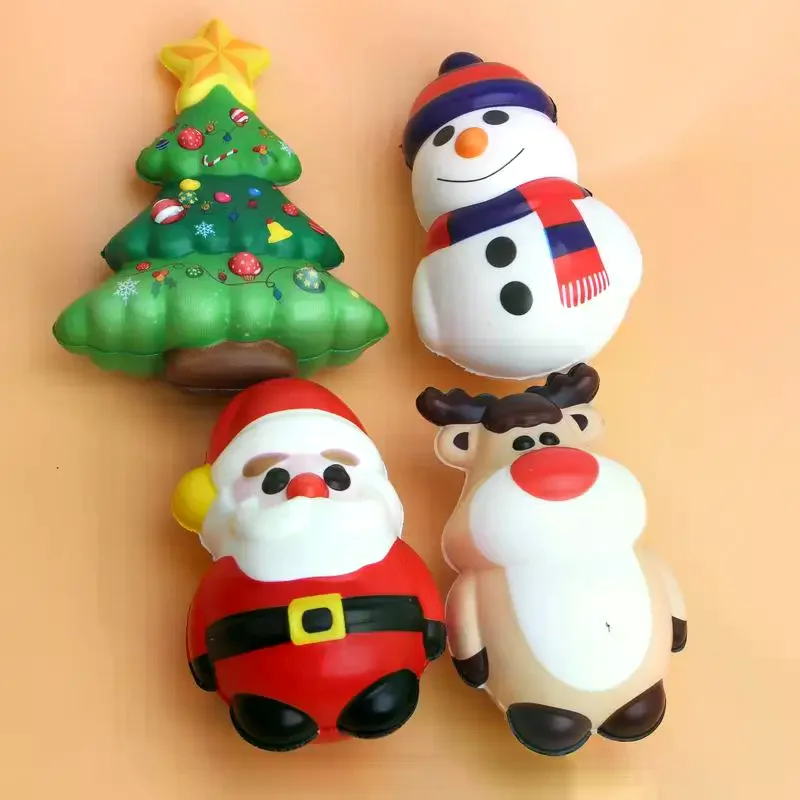 Regalo di Capodanno 2025 Decorazione della festa di Natale Giocattolo antistress di Natale Albero di Natale di Babbo Natale Giocattolo rimbalzante per spremere