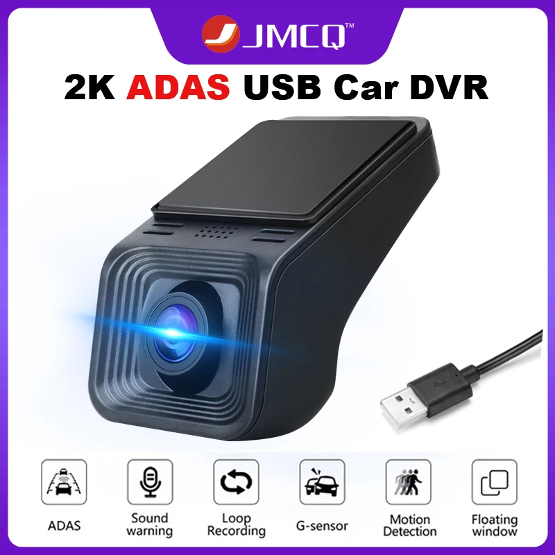 JMCQ Universal 2K Full HD ADAS USB Car DVR Driving Recorder For Android Multimedia Radio Audio Car Video Recorder Night Vision