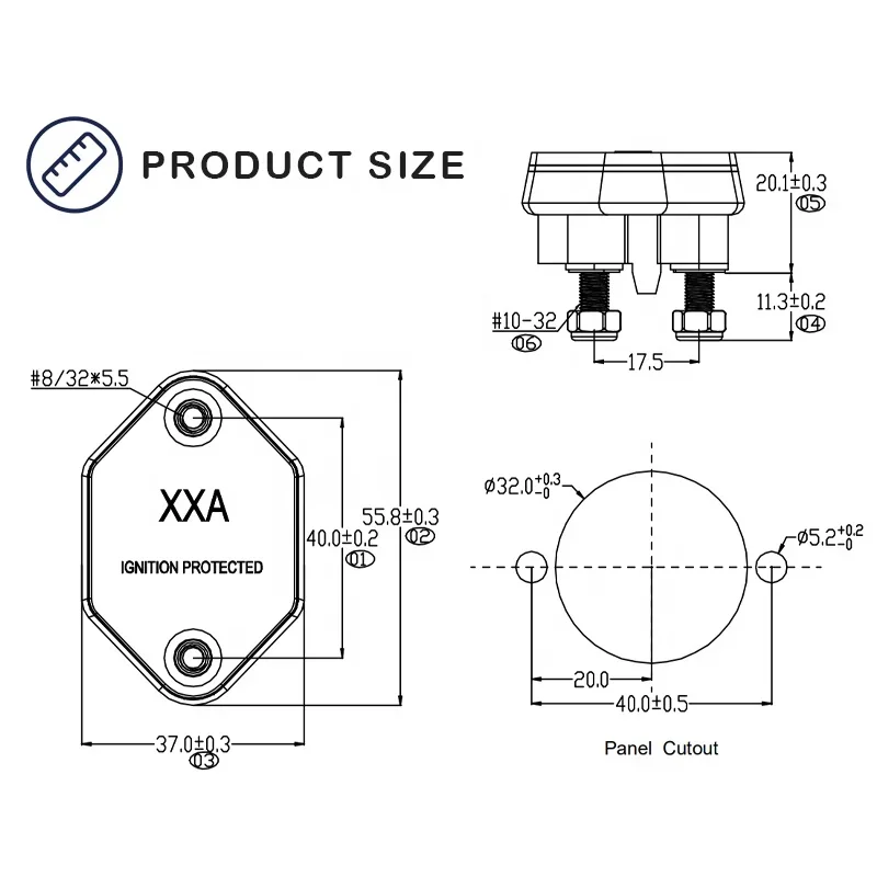 5-50A Overload Electronic DC Circuit Breaker for Boat Trolling with Manual Automatic reset Surface Mounted