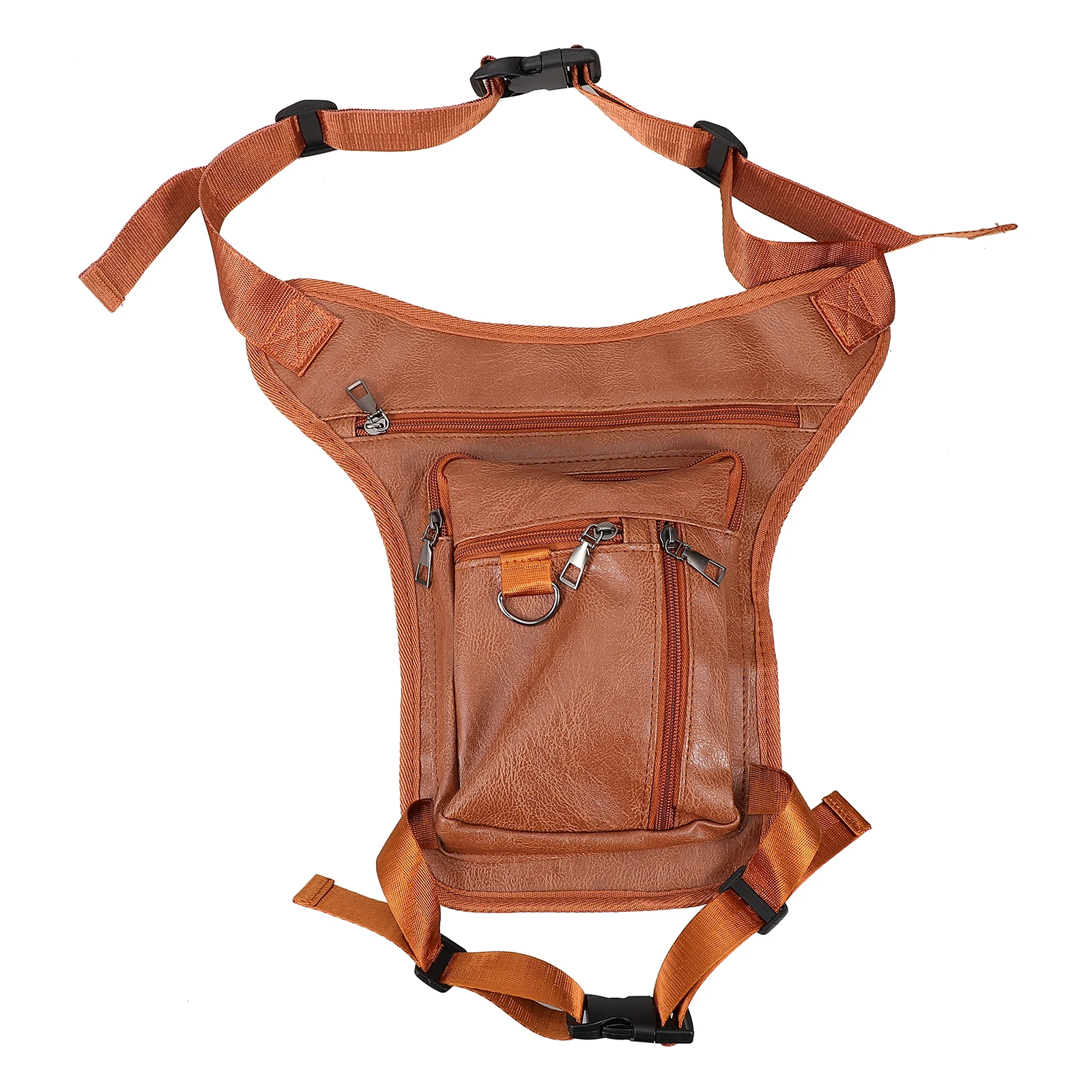 

Leg Bag Men PU Deep Brown Outdoor Sports Multi Function Phone Storage Cycling Hiking Durability Comfort