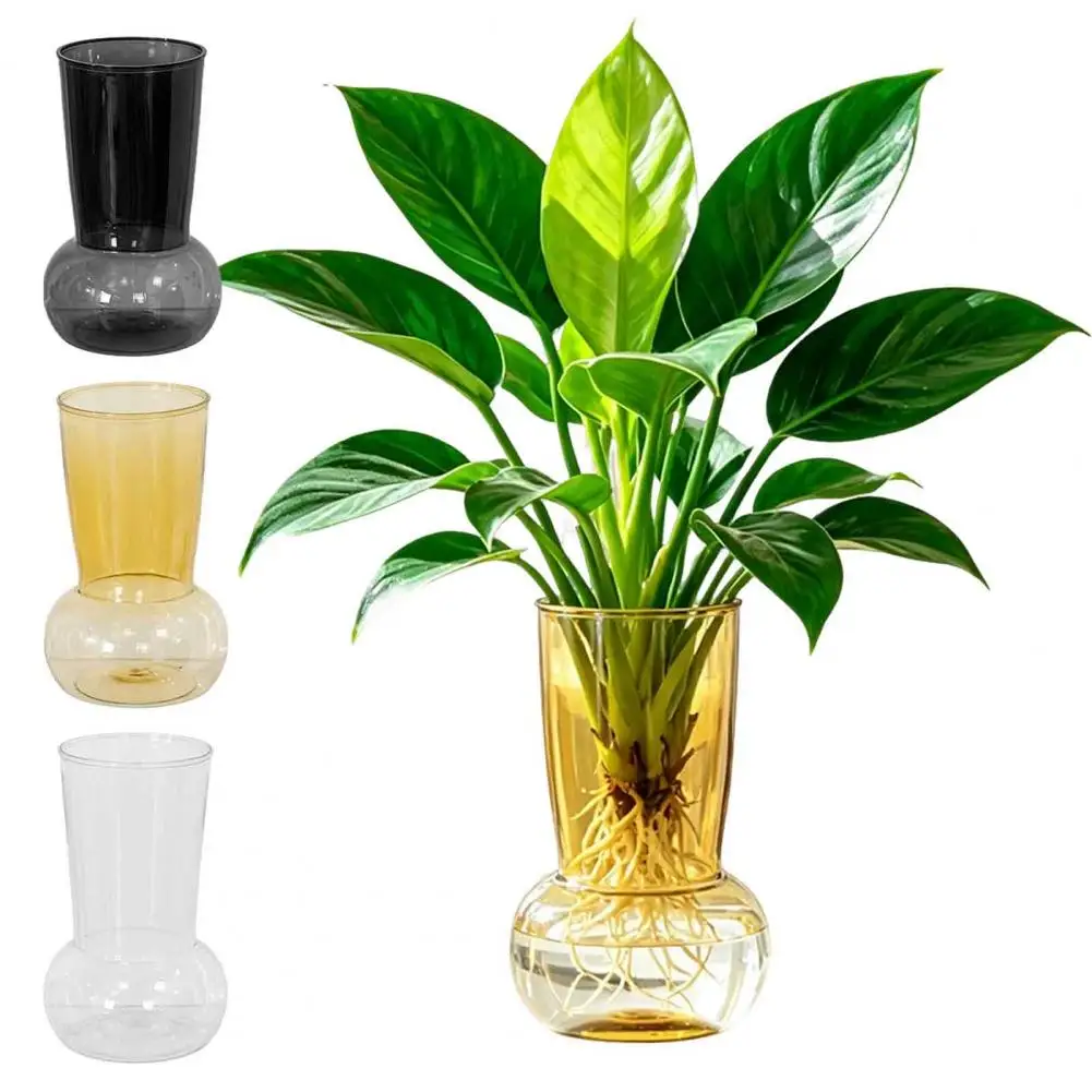 High Transparent Hydroponic Flower Pot Plastics Vase Mini Tank Self Watering Planter Home Garden Decoration