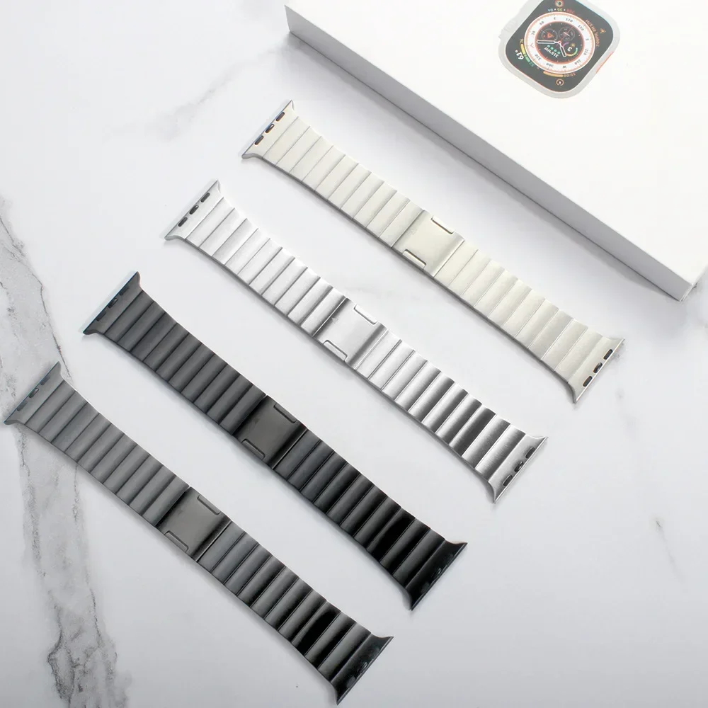 Pulseira de ligação de metal para apple watch band ultra2 49mm 10 46mm pulseira de fivela magnética para iwatch 9 8 7 45mm 6 5 4 se 44mm