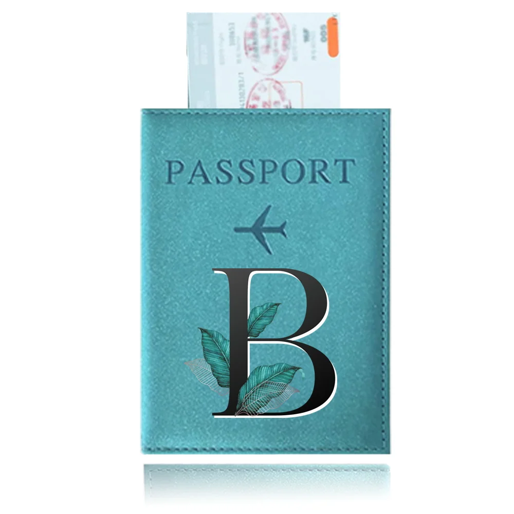 Passport Cover Blue Color Waterproof Passport Holder Covers Case Travel PU Leather Credit Card Wallet UV Printing Leaf Series