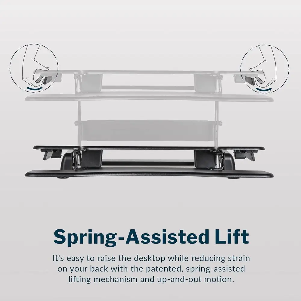 Adjustable Dual Monitor Standing Desk Converter with 11 Height Settings - Black Desk Riser for Home Office